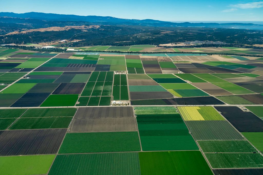 aerial view of farms